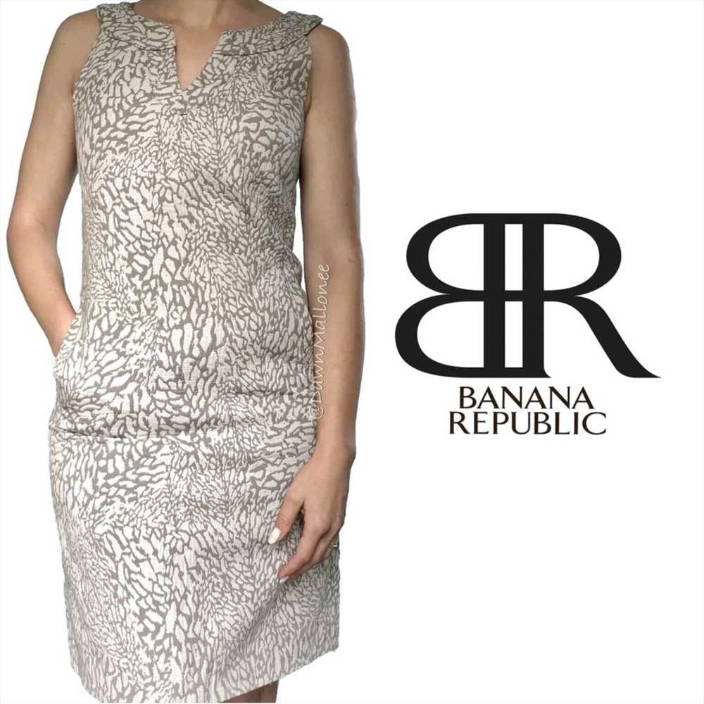Banana Republic Jacquard Wild Animal Print Fitted Sleeveless Sheath Midi Dress 4